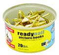 Ook By Hillman 50607 Readynail Conventional Brass Picture Hangers Tidy Tin Supports Up To 20 Pounds 30 Units Set 