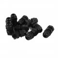 Uxcell Black M8 Water Resistance Cable Gland Fixing Connector Joints Fastener 10 Pcs