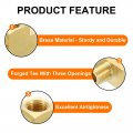 Uxcell Brass Tee Pipe Fitting 1 8 X Npt 3 Way T-connector Coupler Adapter For Gas Transport Connect Pipelines Pcs
