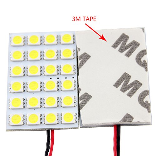 5 Pack White 5050 24smd Led Panel Dome Light Lamp For Car Interior 12v Reading With T10 Ba9s And Festoon Adapters 8000k Color