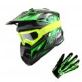 1storm Adult Motocross Helmet Bmx Mx Atv Dirt Bike Racing Style Glossy Green Goggles Skeleton Glove Bundle 