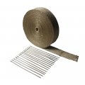 Ledaut 2 X 100 Titanium Exhaust Heat Wrap For Car Motorcycle Tape With Stainless Ties 