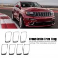Front Grill Trim Insert Ring Abs Grille Chrome Plated Modification Replacement For Grand Cherokee 2014a 2016 7pcs Set