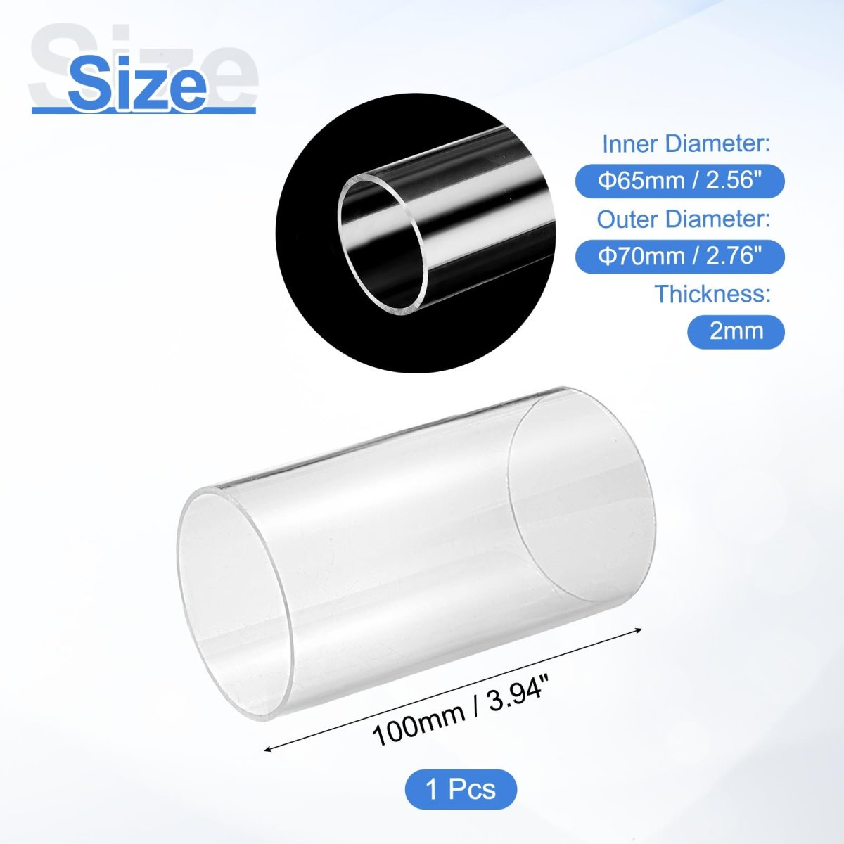 Clear Rigid Acrylic Pipe 65mm 2 56 Id X 70mm 76 Od 4 Round Polycarbonate Tube Plastic Tubing For Plumbing Lighting Aquarium Diy