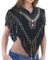 Womens Stylish Fringed Poncho With Beads Size 2xl 2x Xx-large 