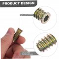Healeved 60pcs T-nut Metal Threaded Inserts Furniture Rivet Nuts Hex Socket Screw Insert Nut Fastener Wood Carbon Steel M8