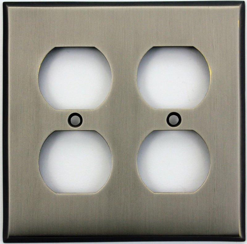 Antique Pewter 2 Gang Duplex Electrical Outlet Wall Plate