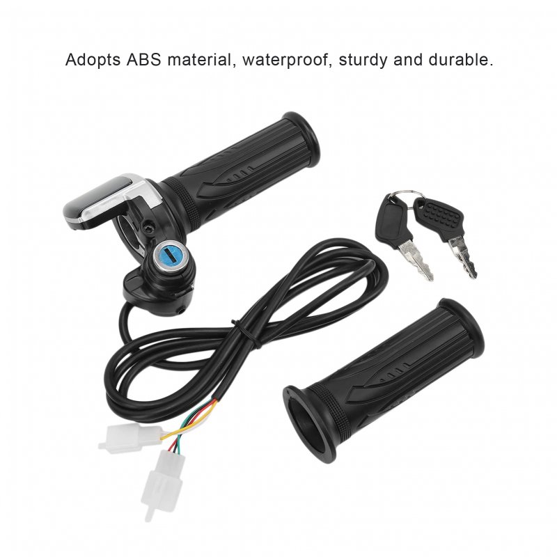 Electric Bike Twist Throttle Grip Lock Key Set E Led Indicator For Motorcycle Scooter 48v Grips