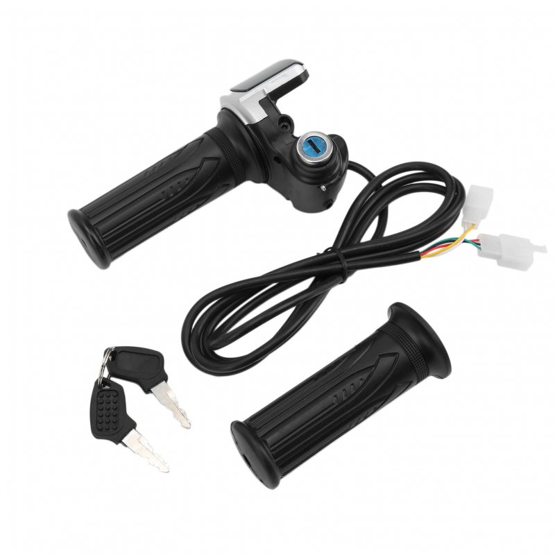 Electric Bike Twist Throttle Grip Lock Key Set E Led Indicator For Motorcycle Scooter 48v Grips