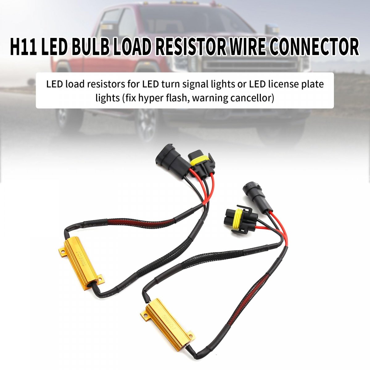Hoypeyfiy H11 50w 6ohm Led Load Resistor Wire Harness Kit Warning Canceller Fix Hyper Flashing Blinking Canbus Error Pack Of 2