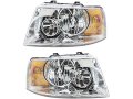 Headlight Assembly Set Of 2 With Chrome Housing For 2003-2006 Ford Expedition 