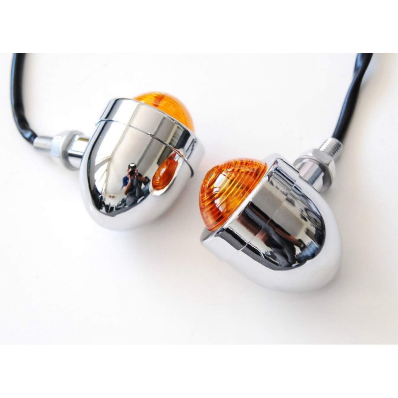 Panhead Chrome Turn Signal For Universal Cruiser Chopper Custom Bobber Cafe Racer Xl 12 Volts