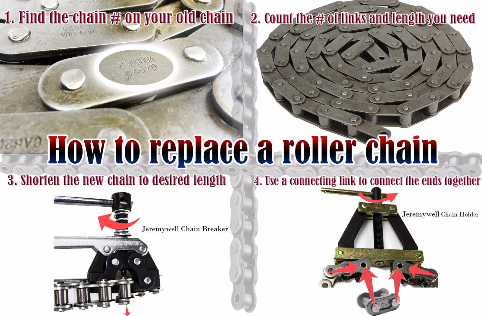 25h Heavy Duty Roller Chain 10 Feet With 3 Connecting Links