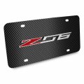 Ipick Image Made For Chevrolet Corvette C7 Z06 3d Logo On Black Carbon Fiber Pattern Stainless Steel License Plate