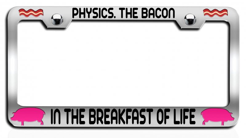 Physics The Bacon In Breakfast Of Life Chrome Metal License Plate Frame Universal Fit For Cars Trucks And Suvs 12 5 X 6 Tag