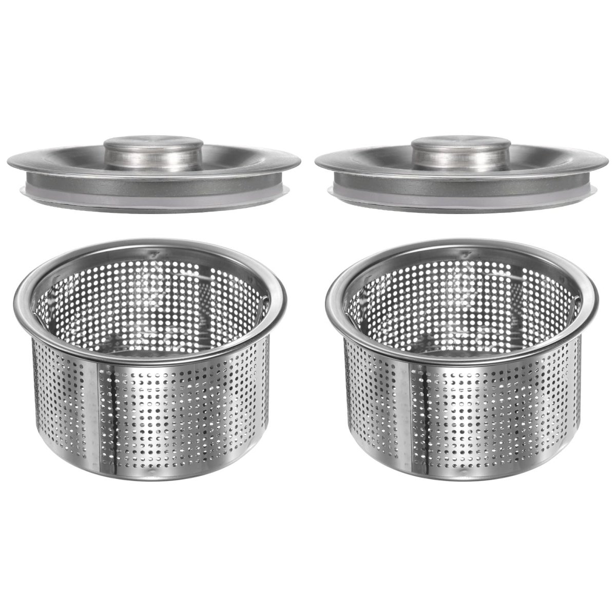 Kitchen Sink Strainer Stoppers With Handle And Lid 2 Pack Stainless Steel Drain Filter Kit For Bathroom Sinks 6 In X 3 1