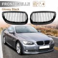 Pair Front Kidney Grille Gloss Black For Bmw E92 2007-2010 2 Door Single Line