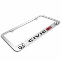 Ipick Image Made For Honda Civic Si Dual Logo 3d Embossed Letters On Mirror Chrome Metal License Plate Frame