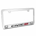 Ipick Image Made For Honda Civic Si Dual Logo 3d Embossed Letters On Mirror Chrome Metal License Plate Frame