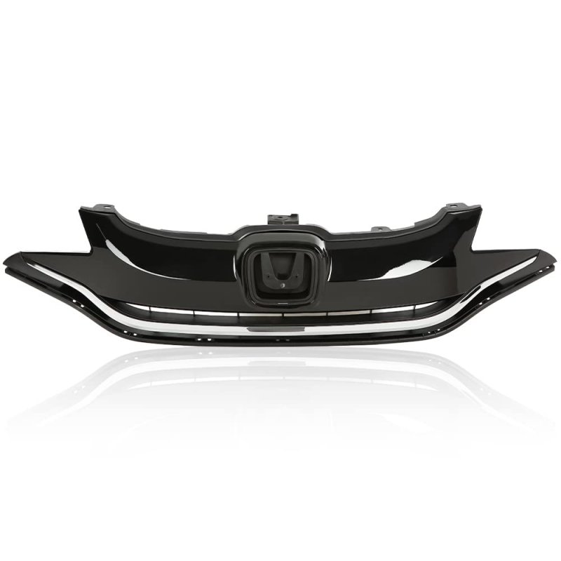 Chrome Upper Bumper Grille Grill For Honda Fit 2015 2016 2017 Replace 71120t5ra10 Gloss Black