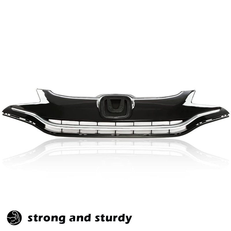 Chrome Upper Bumper Grille Grill For Honda Fit 2015 2016 2017 Replace 71120t5ra10 Gloss Black