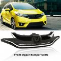 Chrome Upper Bumper Grille Grill For Honda Fit 2015 2016 2017 Replace 71120t5ra10 Gloss Black