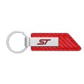 Ford St Red Pu Leather Carbon Fiber Texture Strap Silver Metal Bar Key Chain Official Licensed 