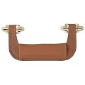 Light Brown Genuine Leather Handles Brass Plated Finish Hardware 