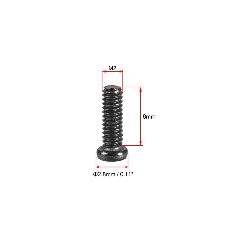 M2x8mm Phillips Screw Fastener Black 2 8mm Dia Head For Laptop Pc Tv Fan Switch 50pcs