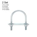 Round U-bolts 2 Set 42mm Inner Width 70mm Length M6 Zinc-plated Carbon Steel U Clamp Bolt With Nuts And Plates For Boat Trailer