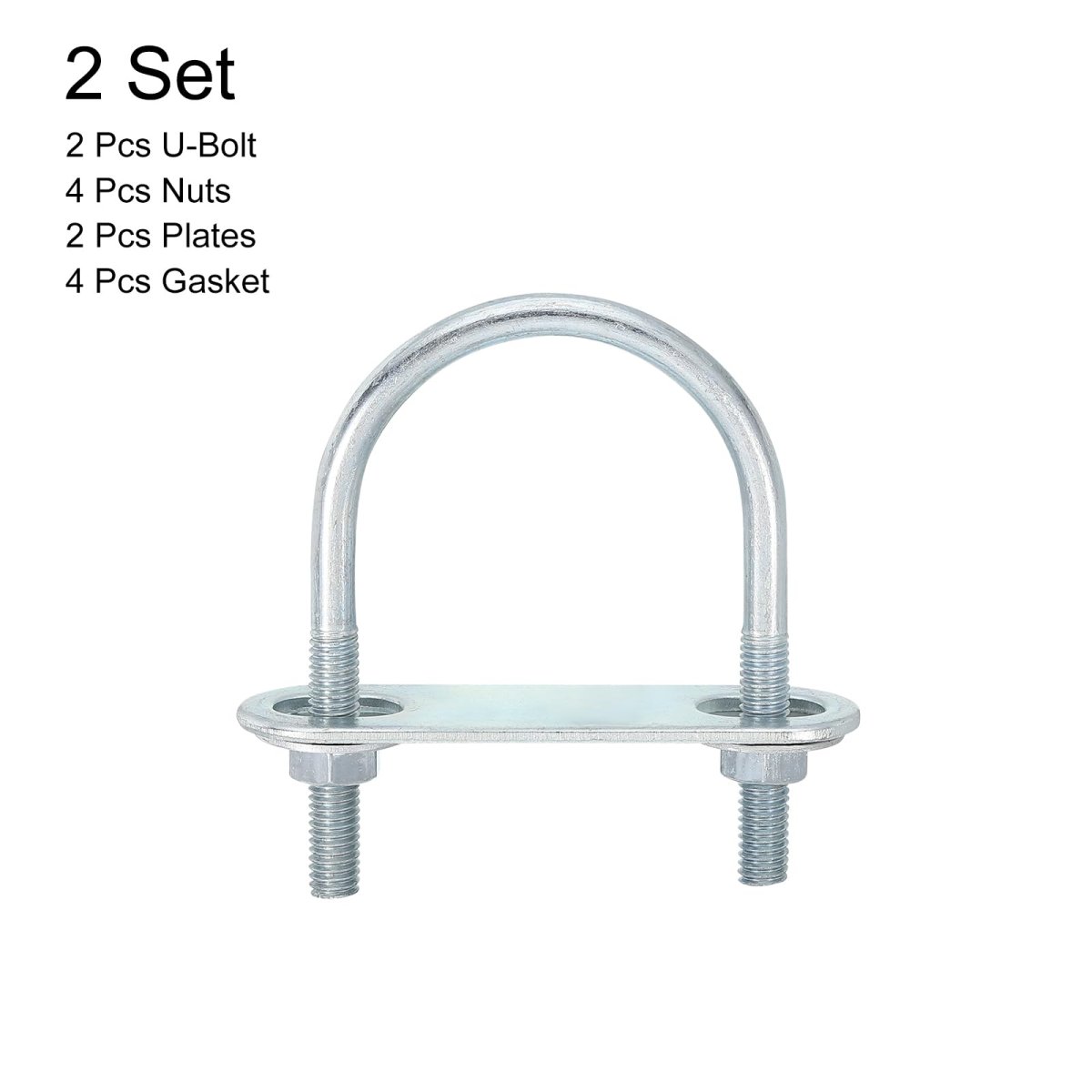 Round U-bolts 2 Set 42mm Inner Width 70mm Length M6 Zinc-plated Carbon Steel U Clamp Bolt With Nuts And Plates For Boat Trailer