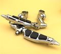 Chrome 360 Adjustable Highway Peg Mounting Kit Stiletto Shape Footpegs For V-star Roadstar Boulevard With 1 5 In Front Engine 
