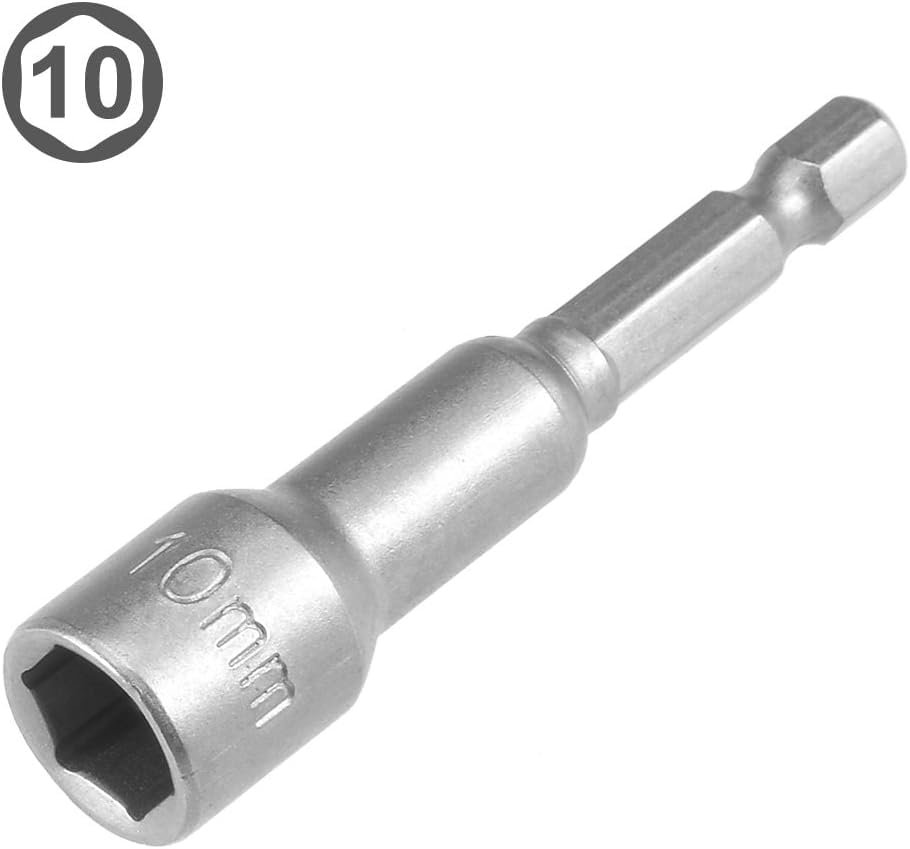 5 Pieces 10mm Nut Driver Bits 1 4 In Hex Shank Magnetic Socket Metric Impact Drill Bit 65mm Length Chrome Vanadium Steel