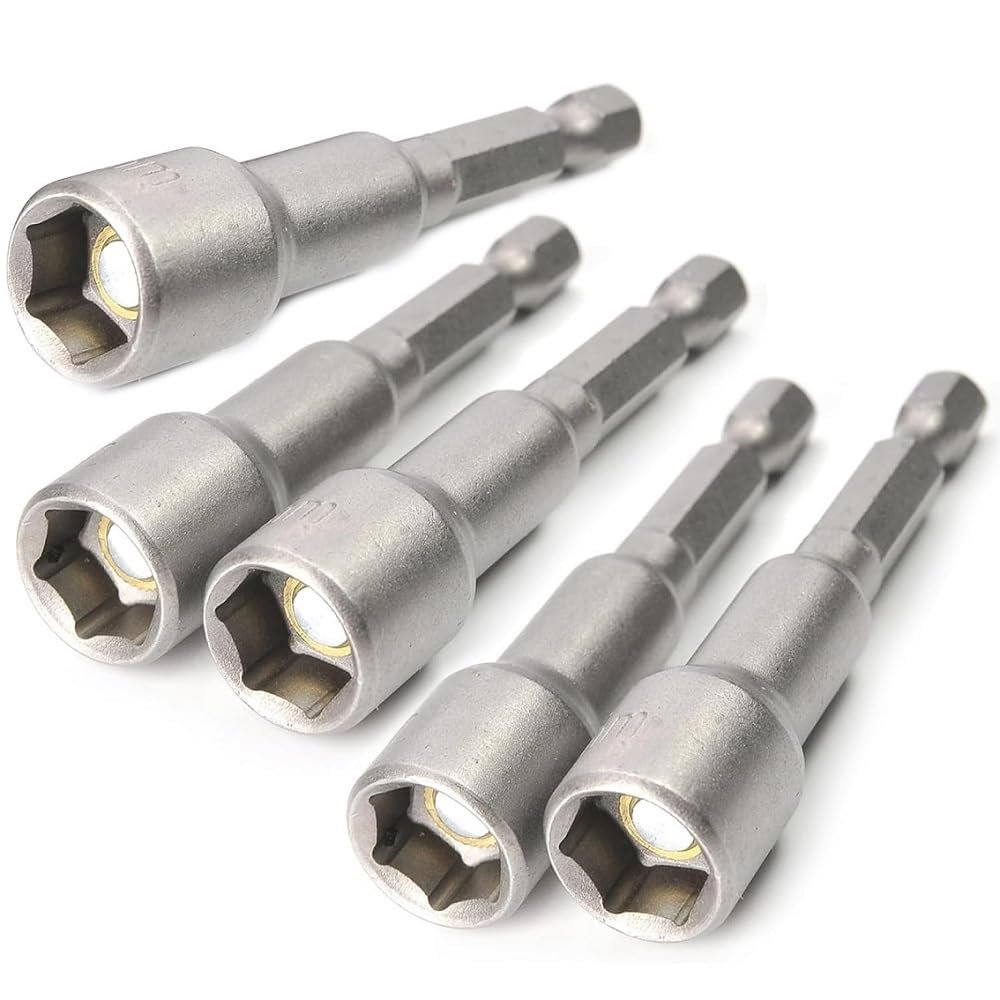 5 Pieces 10mm Nut Driver Bits 1 4 In Hex Shank Magnetic Socket Metric Impact Drill Bit 65mm Length Chrome Vanadium Steel
