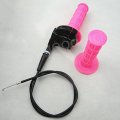 Turn Quick Action Throttle Pink Hand Grips Cable For Pit Dirt Bike Quad