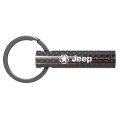 Jeep Willys Star Logo Carbon Fiber Tube Keychain Black Real 3k And Leather Strap 2 13 In X 0 5 Model E3