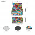 Fuibeng Hippie Flower Auto Floor Mat Accessory Set Of 4i All Weather Pad Interior Protection 70s Swirl Wavy Cushion For Women