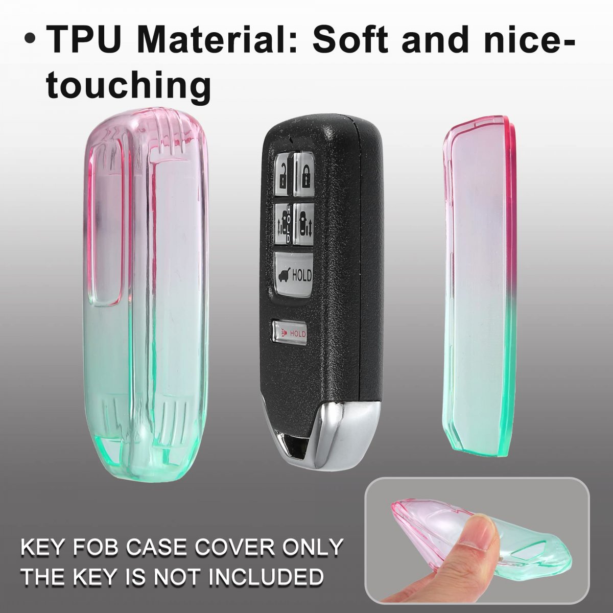 1 Pcs Key Fob Remote Control Cover Case Full Protection Tpu Shell For Honda Accord Cyan And Rose Red Gradient
