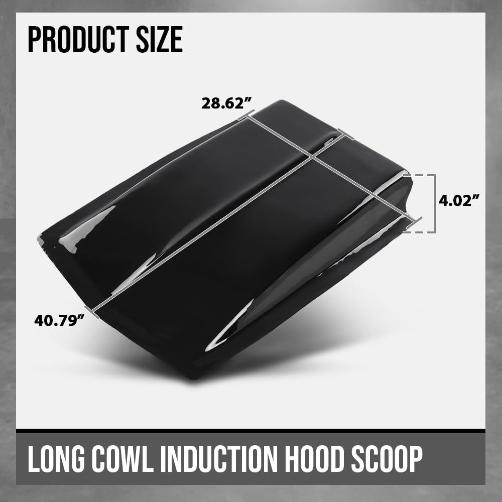 Cowl Induction Hood Scoop 38 L X 4 A H 27 W- Black Abs
