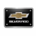 Ipick Image Made For Chevrolet Silverado 3d Gold Logo On Black Billet Aluminum 2-inch Tow Hitch Cover