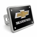 Ipick Image Made For Chevrolet Silverado 3d Gold Logo On Black Billet Aluminum 2-inch Tow Hitch Cover