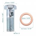 Acropix Universal M14x1 5 43mm Length Motorcycle Hollow Bolt Screws With Washers Set Brake Metric Thread Silver Tone Pack Of 12