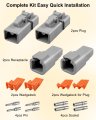 2 Pin Way Dtp Series Connector 14- Awg 25a Waterproof Electrical Plug With Size 12 Solid 2 Set