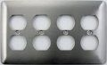 Mulberry Princess Style Satin Stainless Steel 4 Gang Duplex Outlet Switch Plate 