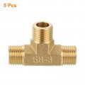 Uxcell Brass Tee Pipe Fitting 1 4 X Npt 3 Way T-connector Coupler Adapter For Gas Transport Connect Pipelines 5pcs