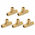 Uxcell Brass Tee Pipe Fitting 1 4 X Npt 3 Way T-connector Coupler Adapter For Gas Transport Connect Pipelines 5pcs