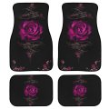 Snilety Purple Rose Design Cars Front And Rear Floor Mat Pack Of 4 Non Slip Auto Softy Rugs Rubber Backed Universal Fit Most 