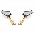 Uxcell Gold Tone 8mm 10mm Thread Dia Adjustable Rearview Mirror For Motorcycle Motorbike