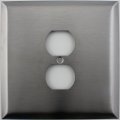 Oversized Jumbo Satin Stainless Steel 2 Gang Wall Plate 1 Duplex Outlet 