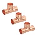 1 2-inch X Copper Reducing Tee Pressure Pipe Fitting Connector For Plumbing Supply And Refrigeration 3pcs 